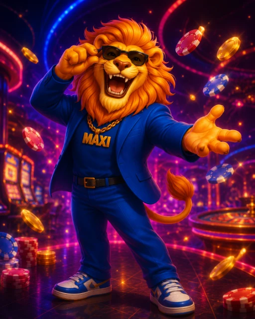 MaxiSpin leeuw tussen casinofiches