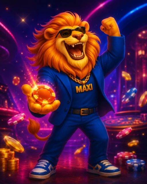 MaxiSpin leeuw met een casinofiche